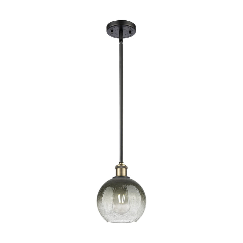 Innovations Brookhaven Globe 8in 1-Light Mini Pendant | Industrial Black Antique Brass and Slate Glass | Kitchen Island | Model 516-1S-BAB-G483-8SL