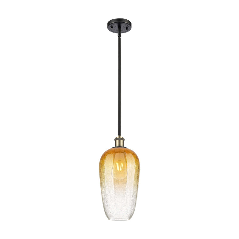 Innovations Brookhaven Flute 7in 1-Light Mini Pendant | Industrial Black Antique Brass and Amber Glass | Kitchen Island | Model 516-1S-BAB-G484-7AM