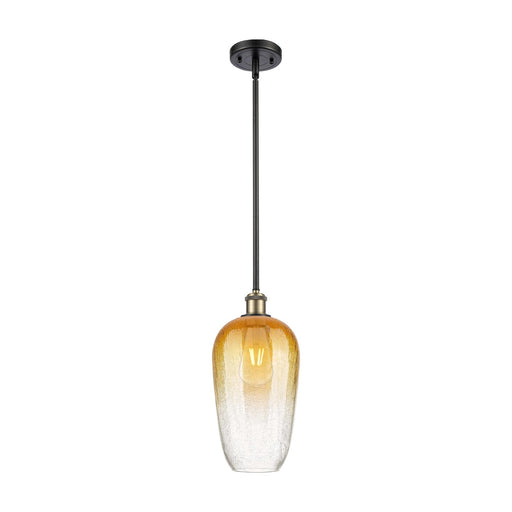 Innovations Brookhaven Flute 7in 1-Light Mini Pendant | Industrial Black Antique Brass and Amber Glass | Kitchen Island | Model 516-1S-BAB-G484-7AM