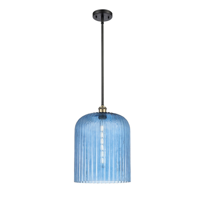 Innovations Bridal Veil 5in 1-Light Mini Pendant | Art Nouveau Black Antique Brass and Princess Blue Glass | Kitchen | Model 516-1S-BAB-G559-12BL
