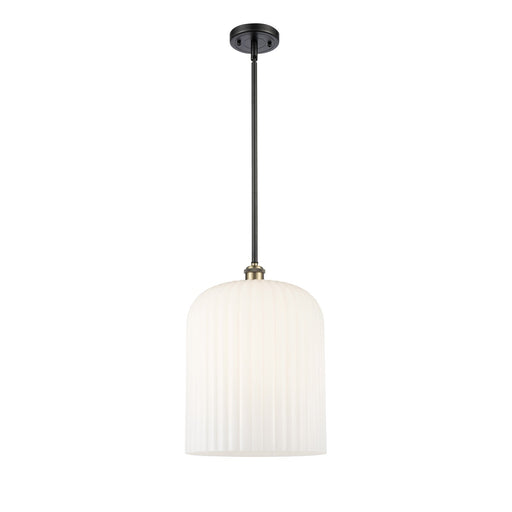 Innovations Bridal Veil 5in 1-Light Mini Pendant | Art Nouveau Black Antique Brass and Gloss White Glass | Kitchen | Model 516-1S-BAB-G559-12GWH