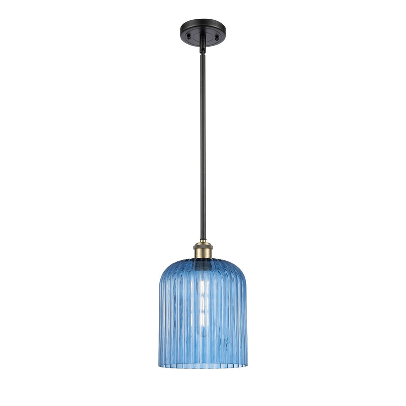 Innovations Bridal Veil 5in 1-Light Mini Pendant | Art Nouveau Black Antique Brass and Princess Blue Glass | Kitchen | Model 516-1S-BAB-G559-8BL