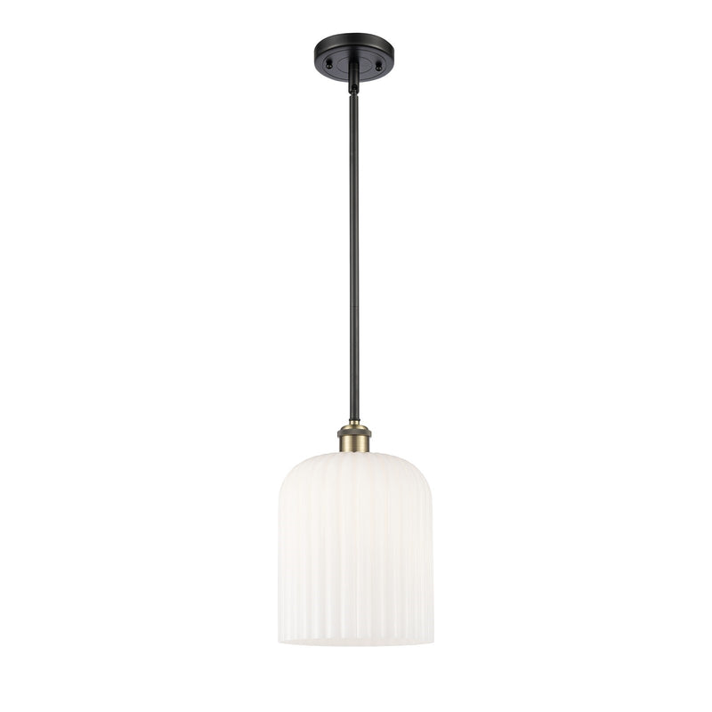 Innovations Bridal Veil 5in 1-Light Mini Pendant | Art Nouveau Black Antique Brass and Gloss White Glass | Kitchen | Model 516-1S-BAB-G559-8GWH