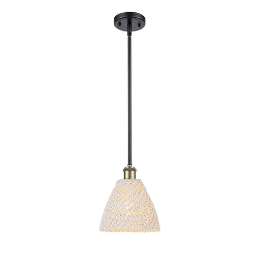 Innovations Bristol Natural 7.5in 1-Light Mini Pendant | Farmhouse Black Antique Brass and Natural Fiber | Kitchen | Model 516-1S-BAB-NBD-75-NAT