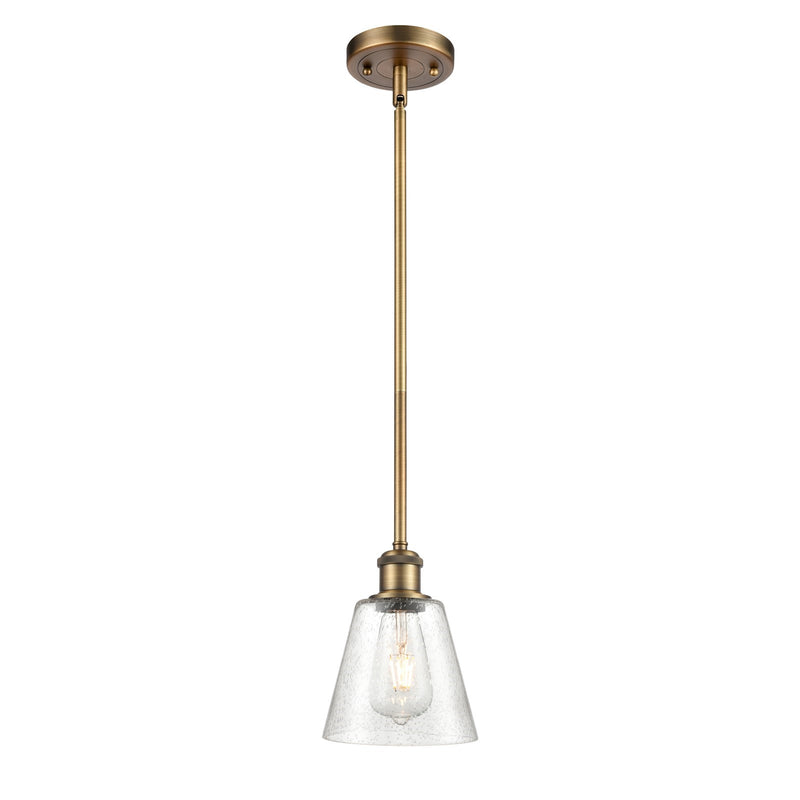 Innovations Caton 6in 1-Light Mini Pendant | Industrial Brushed Brass and Frosted Glass | Kitchen Island & Dining Room | Model 516-1S-BB-G454