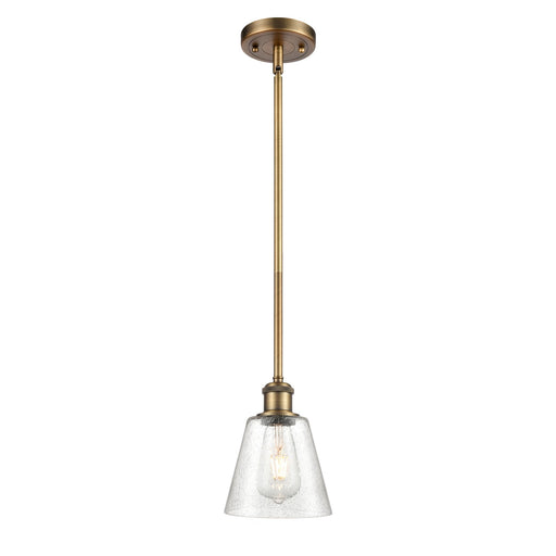 Innovations Caton 6in 1-Light Mini Pendant | Industrial Brushed Brass and Frosted Glass | Kitchen Island & Dining Room | Model 516-1S-BB-G454