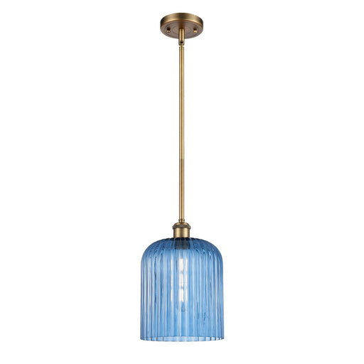 Innovations Bridal Veil 5in 1-Light Mini Pendant | Art Nouveau Brushed Brass and Princess Blue Glass | Kitchen Island | Model 516-1S-BB-G559-8BL