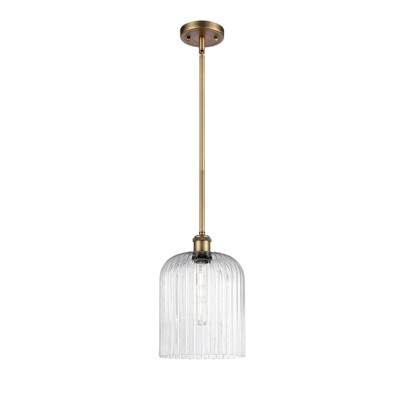 Innovations Bridal Veil 5in 1-Light Mini Pendant | Art Nouveau Brushed Brass and Seedy Glass | Kitchen Island & Dining | Model 516-1S-BB-G559-8SDY
