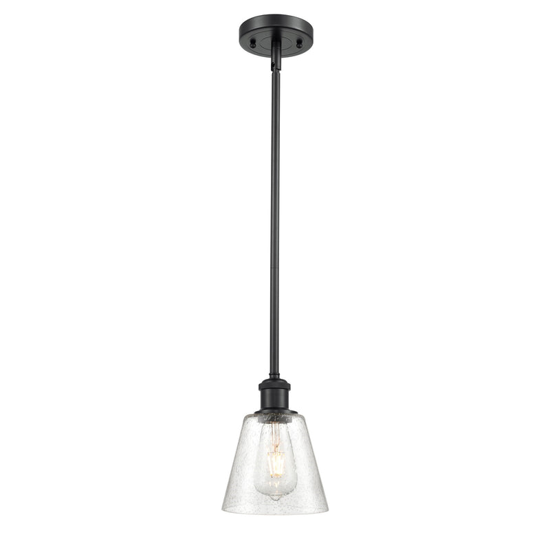 Innovations Caton 6in 1-Light Mini Pendant | Industrial Matte Black and Frosted Glass | Kitchen Island & Dining Room | 6 x 8 in | Model 516-1S-BK-G454