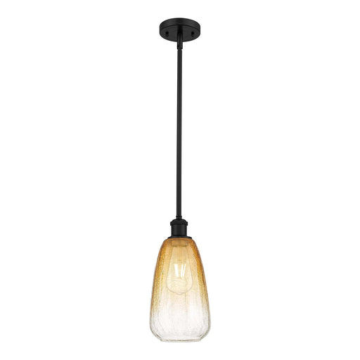 Innovations Brookhaven Almond 6in 1-Light Mini Pendant | Industrial Matte Black and Amber Glass | Kitchen Island & Dining | Model 516-1S-BK-G480-6AM