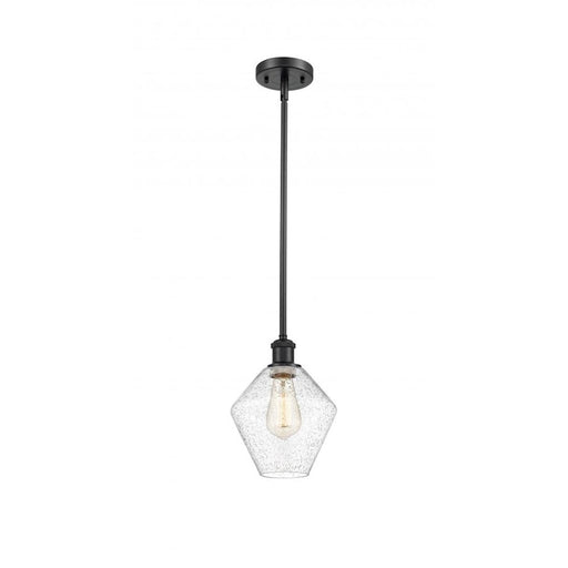 Innovations Ballston Cindyrella 8in 1-Light Mini Pendant | Nautical Transitional Matte Black Steel and Seedy Glass | Kitchen | Model 516-1S-BK-G654-8