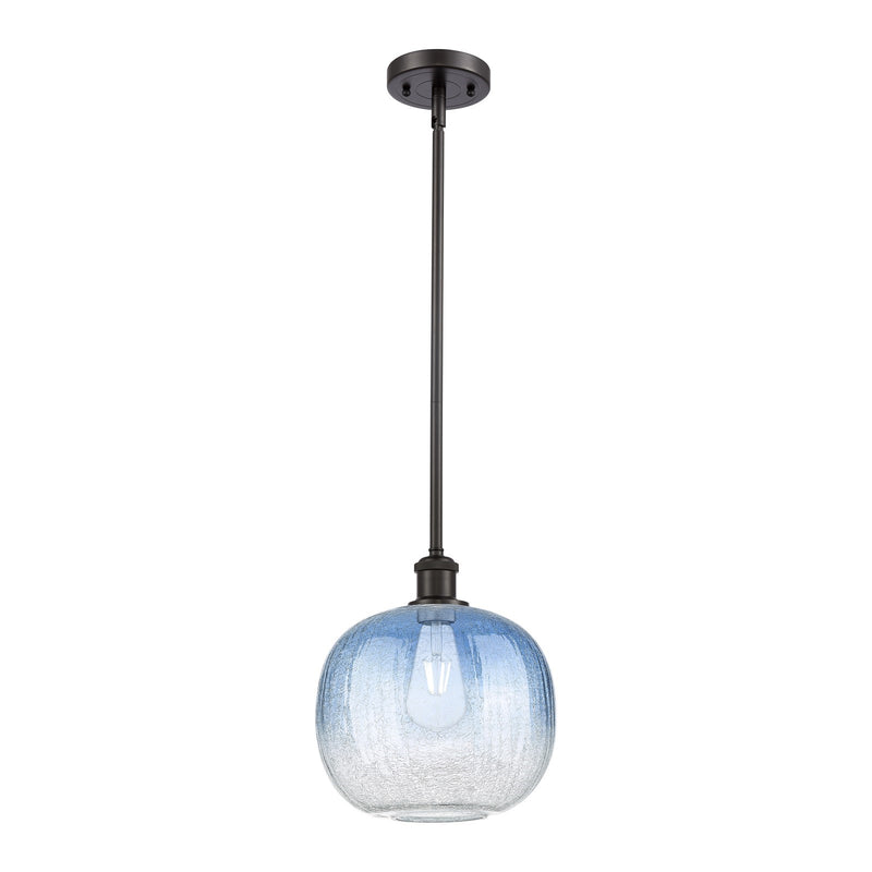 Innovations Brookhaven Sphere 10.5in 1-Light Mini Pendant | Industrial Oil Rubbed Bronze and Sapphire Blue Glass | Model 516-1S-OB-G481-10SB