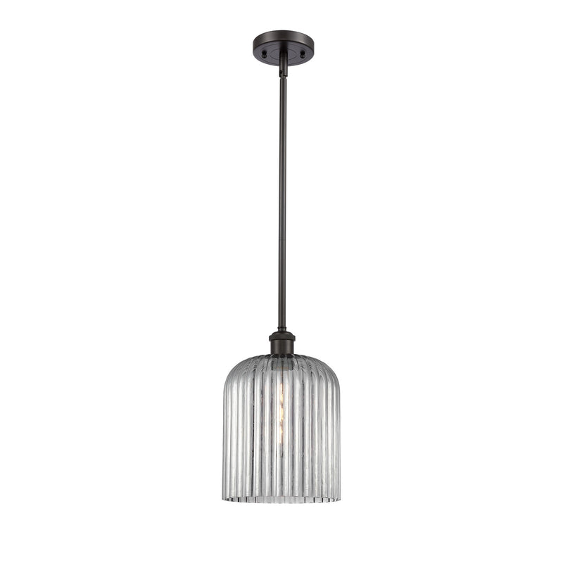 Innovations Bridal Veil 5in 1-Light Mini Pendant | Art Nouveau Oil Rubbed Bronze and Light Smoke Glass | Kitchen Island | Model 516-1S-OB-G559-8SM