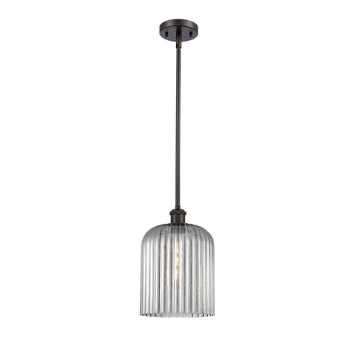 Innovations Bridal Veil 5in 1-Light Mini Pendant | Art Nouveau Oil Rubbed Bronze and Light Smoke Glass | Kitchen Island | Model 516-1S-OB-G559-8SM