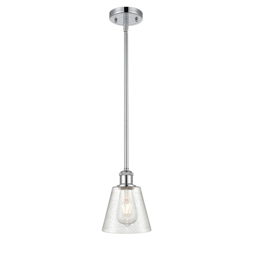 Innovations Caton 6in 1-Light Mini Pendant | Industrial Polished Chrome and Frosted Glass Pyramid Shade | Kitchen Island | Model 516-1S-PC-G454