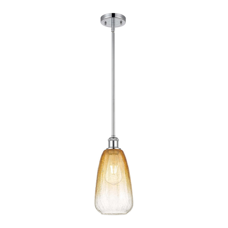 Innovations Brookhaven Almond 6in 1-Light Mini Pendant | Industrial Polished Chrome and Amber Glass Globe Shade | Kitchen | Model 516-1S-PC-G480-6AM