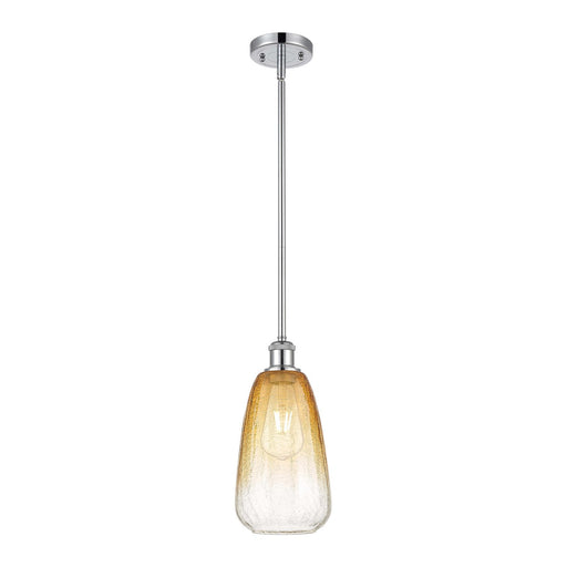 Innovations Brookhaven Almond 6in 1-Light Mini Pendant | Industrial Polished Chrome and Amber Glass Globe Shade | Kitchen | Model 516-1S-PC-G480-6AM