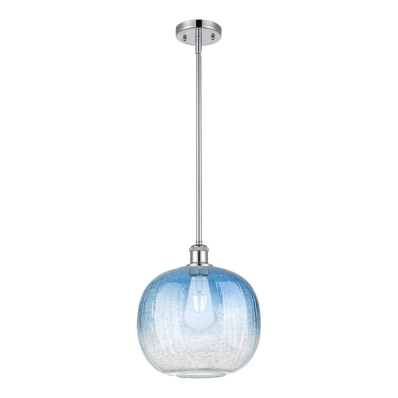 Innovations Brookhaven Sphere 10in 1-Light Mini Pendant | Industrial Polished Chrome and Sapphire Blue Glass | Kitchen | Model 516-1S-PC-G481-10SB