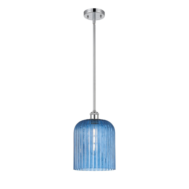 Innovations Bridal Veil 5in 1-Light Mini Pendant | Art Nouveau Polished Chrome and Princess Blue Glass | Kitchen Island | Model 516-1S-PC-G559-8BL