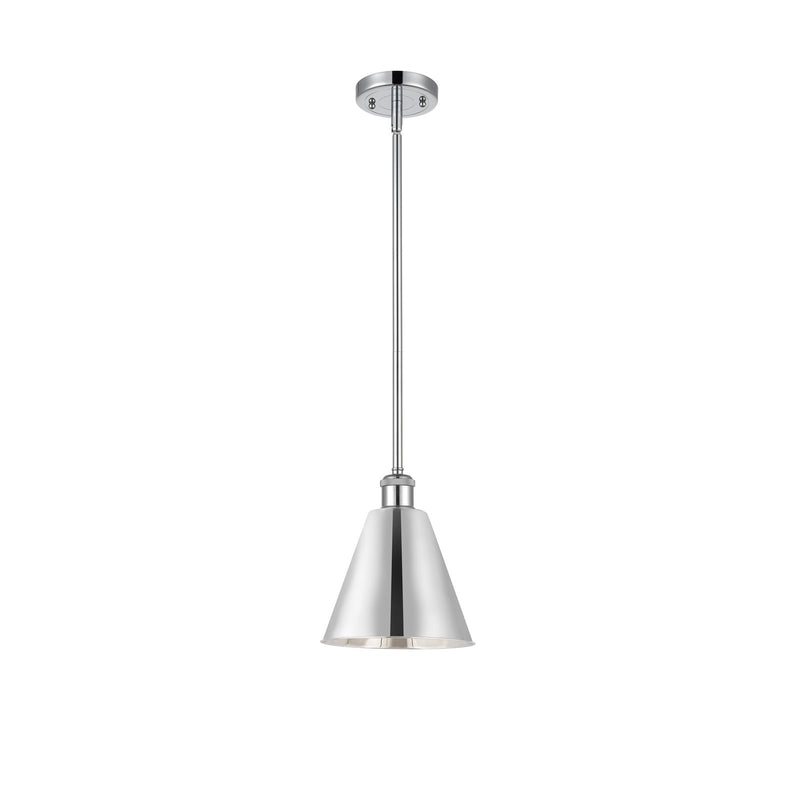 Innovations Berkshire 8in 1-Light LED Pendant | Industrial Polished Chrome and Metal Shade | Kitchen Island & Dining | Model 516-1S-PC-MBC-8-PC-LED