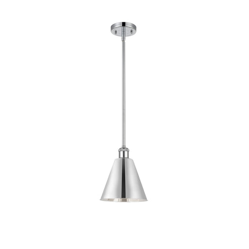 Innovations Berkshire 8in 1-Light LED Pendant | Industrial Polished Chrome and Metal Shade | Kitchen Island & Dining | Model 516-1S-PC-MBC-8-PC-LED