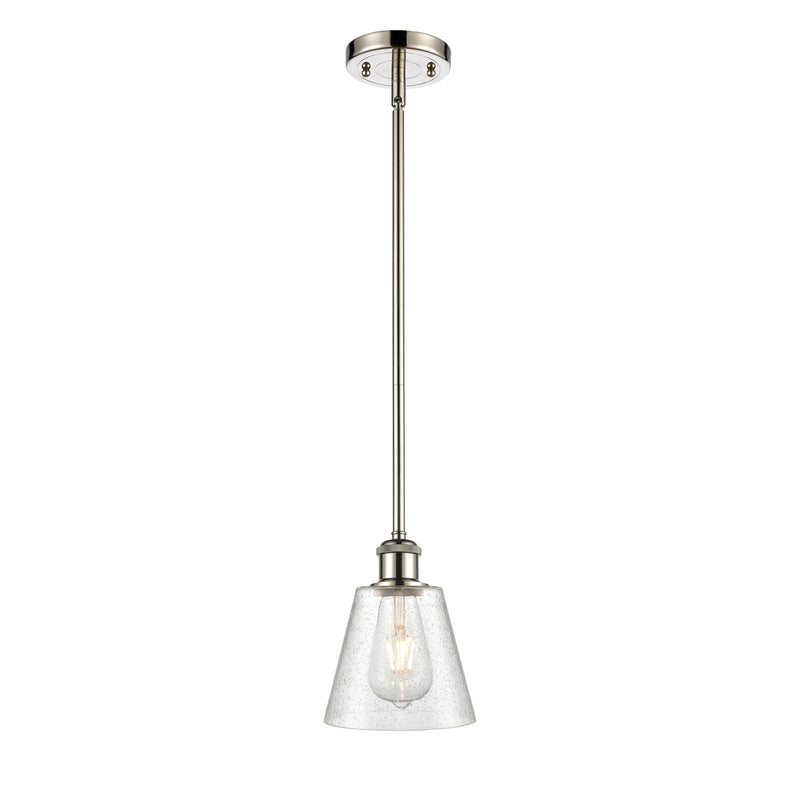 Innovations Caton 6in 1-Light Mini Pendant | Industrial Polished Nickel and Frosted Glass Pyramid | Kitchen Island & Dining | Model 516-1S-PN-G454