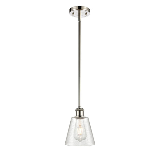 Innovations Caton 6in 1-Light Mini Pendant | Industrial Polished Nickel and Frosted Glass Pyramid | Kitchen Island & Dining | Model 516-1S-PN-G454