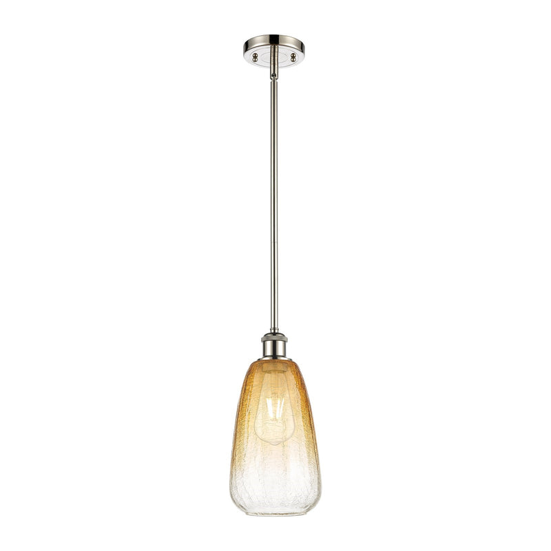Innovations Brookhaven Almond 6in 1-Light Mini Pendant | Industrial Polished Nickel and Amber Glass Globe | Kitchen Island | Model 516-1S-PN-G480-6AM