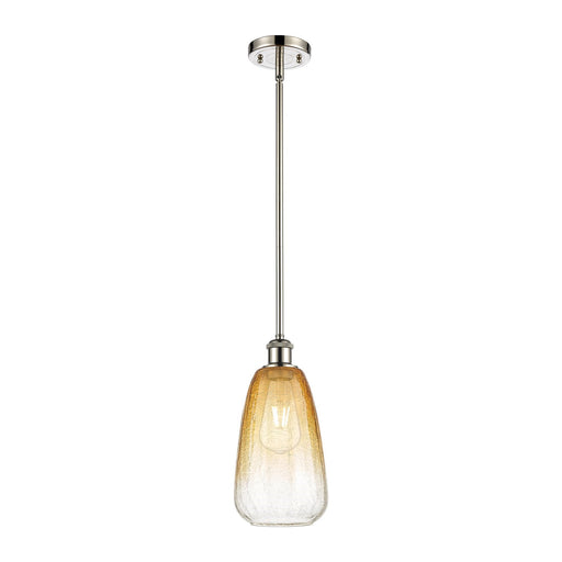 Innovations Brookhaven Almond 6in 1-Light Mini Pendant | Industrial Polished Nickel and Amber Glass Globe | Kitchen Island | Model 516-1S-PN-G480-6AM