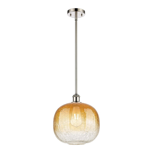 Innovations Brookhaven Sphere 10.5in 1-Light Mini Pendant | Industrial Polished Nickel and Amber Glass | Kitchen Island | Model 516-1S-PN-G481-10AM