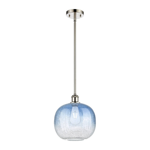 Innovations Brookhaven Sphere 10.5in 1-Light Mini Pendant | Industrial Polished Nickel and Sapphire Blue Glass | Kitchen | Model 516-1S-PN-G481-10SB
