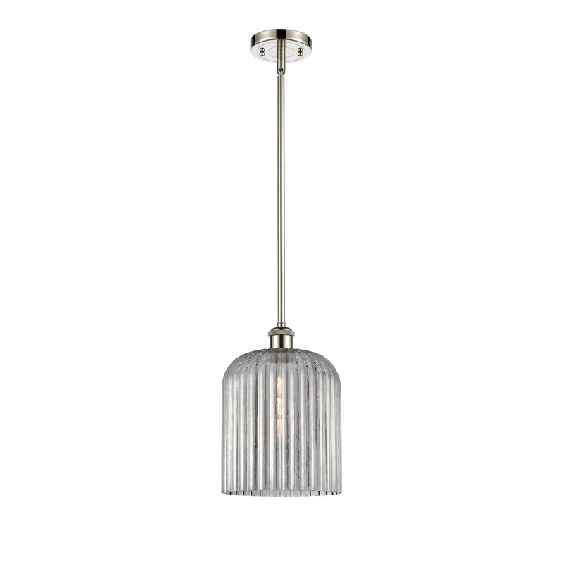 Innovations Bridal Veil 8in 1-Light Mini Pendant | Art Nouveau Polished Nickel and Light Smoke Glass | Kitchen Island | Model 516-1S-PN-G559-8SM