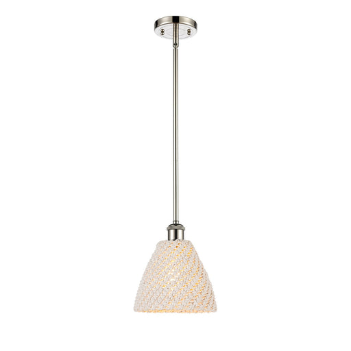 Innovations Bristol Natural 7.5in 1-Light Mini Pendant | Polished Nickel and Natural Fiber Dome | Kitchen Island | Model 516-1S-PN-NBD-75-NAT