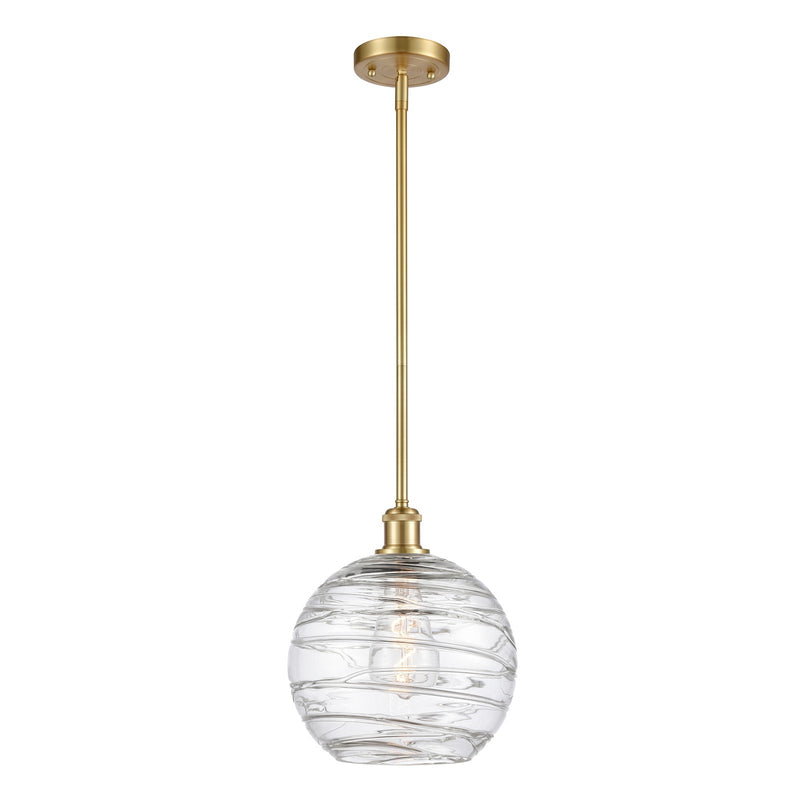 Innovations Athens Deco Swirl 10in 1-Light Mini Pendant | Satin Gold and Clear Glass Globe | Kitchen Island & Dining | Model 516-1S-SG-G1213-10CL
