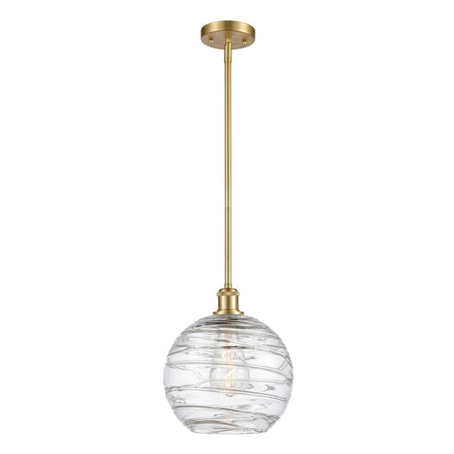 Innovations Athens Deco Swirl 10in 1-Light Mini Pendant | Satin Gold and Clear Glass Globe | Kitchen Island & Dining | Model 516-1S-SG-G1213-10CL