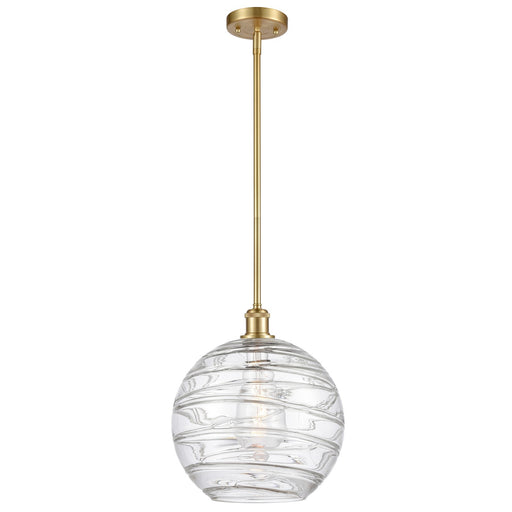 Innovations Athens Deco Swirl 12in 1-Light Mini Pendant | Satin Gold and Clear Deco Swirl Glass | Kitchen Island | Model 516-1S-SG-G1213-12CL