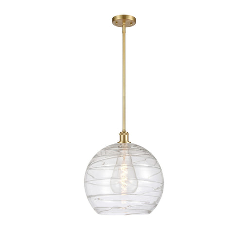 Innovations Athens Deco Swirl 14in 1-Light Mini Pendant | Satin Gold and Clear Deco Swirl Glass | Kitchen Island | Model 516-1S-SG-G1213-14CL