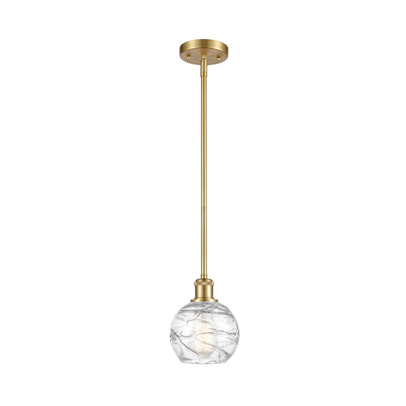 Innovations Athens Deco Swirl 6in 1-Light Mini Pendant | Satin Gold and Clear Deco Swirl Glass | Kitchen Island & Dining | Model 516-1S-SG-G1213-6CL
