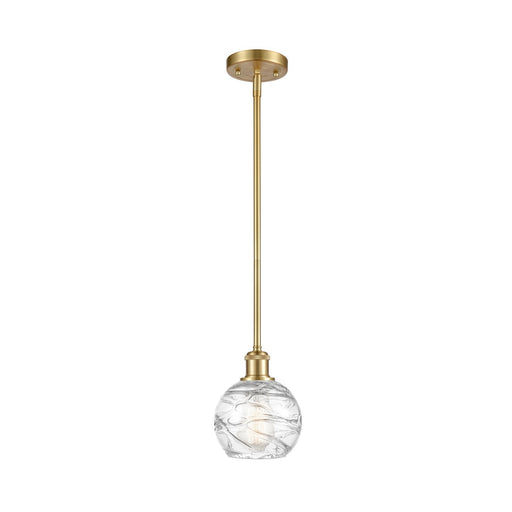 Innovations Athens Deco Swirl 6in 1-Light Mini Pendant | Satin Gold and Clear Deco Swirl Glass | Kitchen Island & Dining | Model 516-1S-SG-G1213-6CL