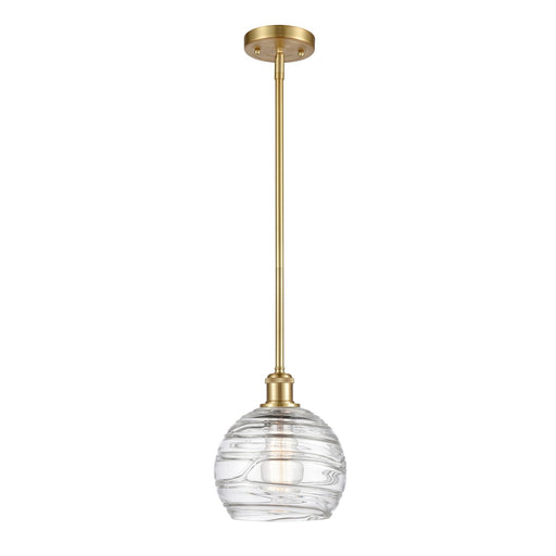Innovations Athens Deco Swirl 8in 1-Light Mini Pendant | Satin Gold and Clear Deco Swirl Glass | Kitchen Island & Dining | Model 516-1S-SG-G1213-8CL