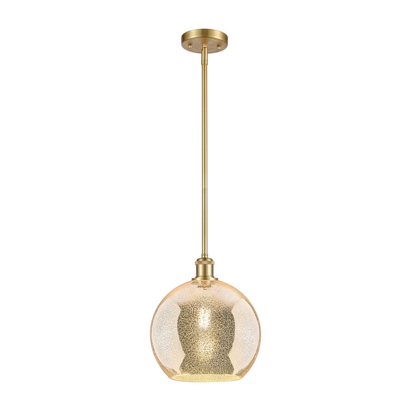 Innovations Athens 10in 1-Light Mini Pendant | Industrial Satin Gold and Mercury Glass | Kitchen Island & Dining Room | Model 516-1S-SG-G128-10