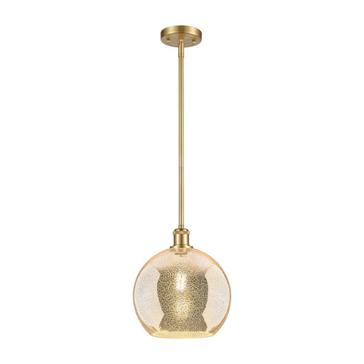 Innovations Athens 10in 1-Light Mini Pendant | Industrial Satin Gold and Mercury Glass | Kitchen Island & Dining Room | Model 516-1S-SG-G128-10
