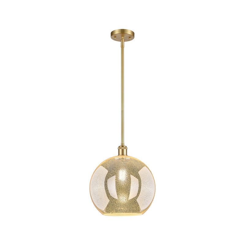 Innovations Athens 12in 1-Light Mini Pendant | Industrial Satin Gold and Mercury Glass | Kitchen Island & Dining Room | Model 516-1S-SG-G128-12
