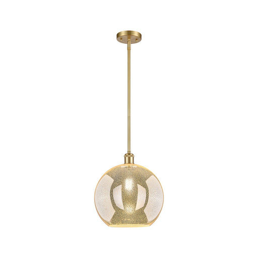 Innovations Athens 12in 1-Light Mini Pendant | Industrial Satin Gold and Mercury Glass | Kitchen Island & Dining Room | Model 516-1S-SG-G128-12