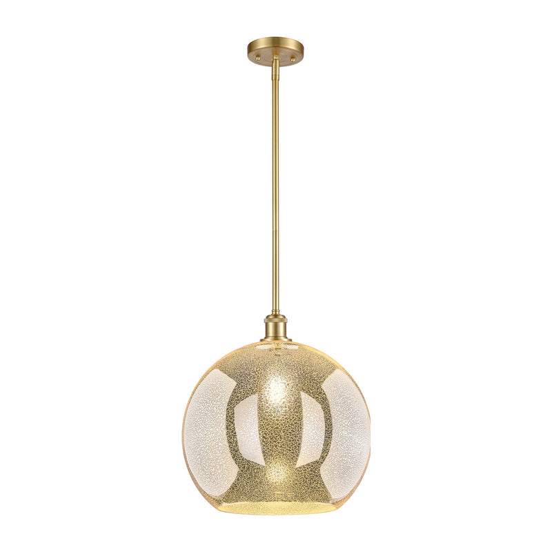 Innovations Athens 14in 1-Light Pendant | Industrial Satin Gold and Mercury Glass | Kitchen Island & Dining Room | Model 516-1S-SG-G128-14