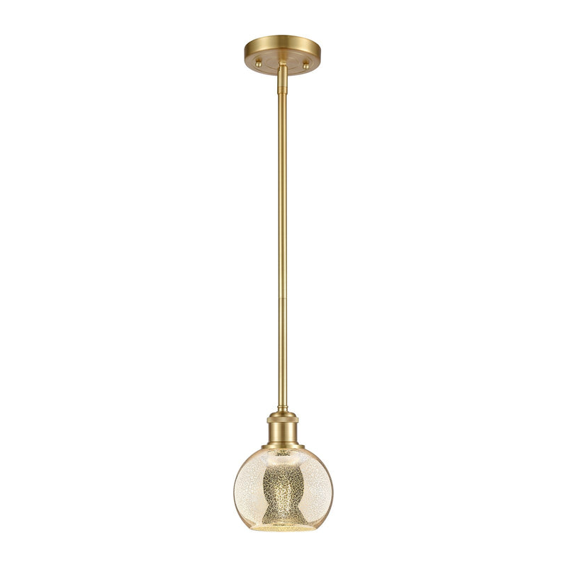 Innovations Athens 6in 1-Light Mini Pendant | Industrial Satin Gold and Mercury Glass | Kitchen Island & Dining Room | Model 516-1S-SG-G128-6
