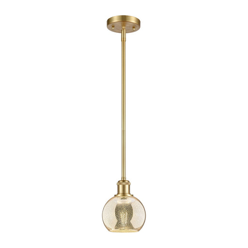 Innovations Athens 6in 1-Light Mini Pendant | Industrial Satin Gold and Mercury Glass | Kitchen Island & Dining Room | Model 516-1S-SG-G128-6