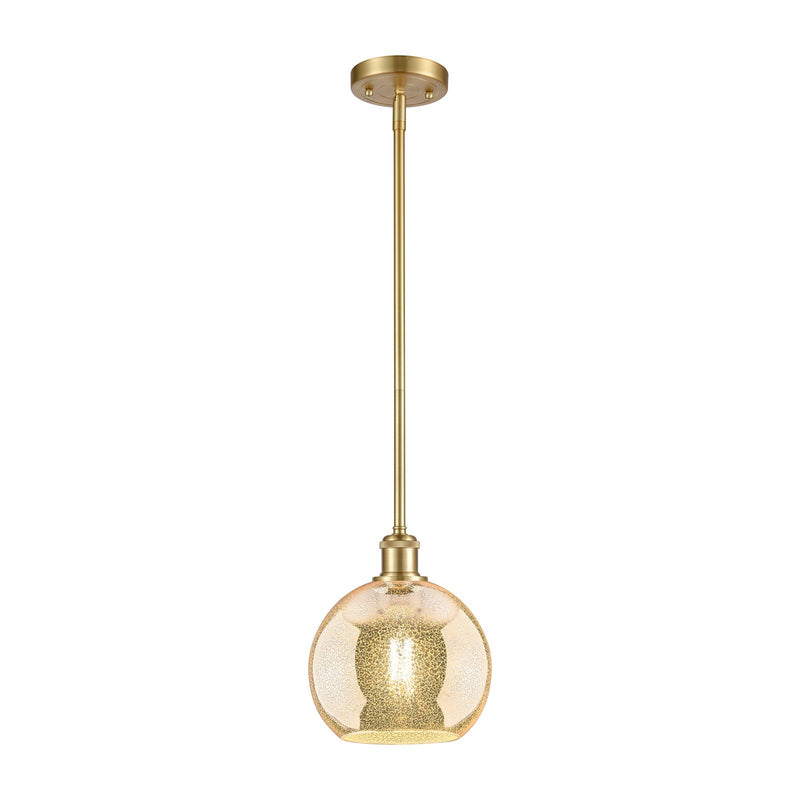 Innovations Athens 8in 1-Light Mini Pendant | Industrial Satin Gold and Mercury Glass | Kitchen Island & Dining Room | Model 516-1S-SG-G128-8