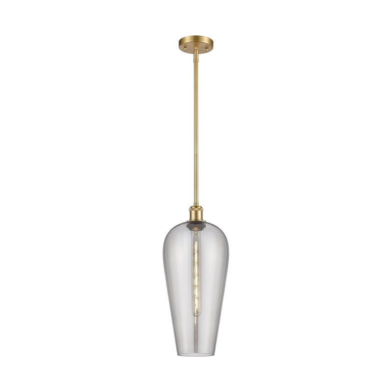 Innovations Chelsea 8in 1-Light Mini Pendant | Industrial Satin Gold and Light Smoke Glass | Kitchen Island & Dining Room | Model 516-1S-SG-G456-8SM
