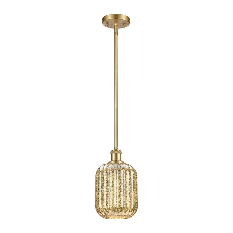 Innovations Preston Cylinder 7in 1-Light Mini Pendant | Industrial Satin Gold and Mercury Glass | Kitchen Island & Dining | Model 516-1S-SG-G460-7ME